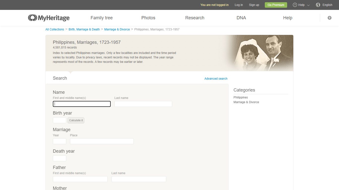 Philippines, Marriages, 1723-1957 - MyHeritage